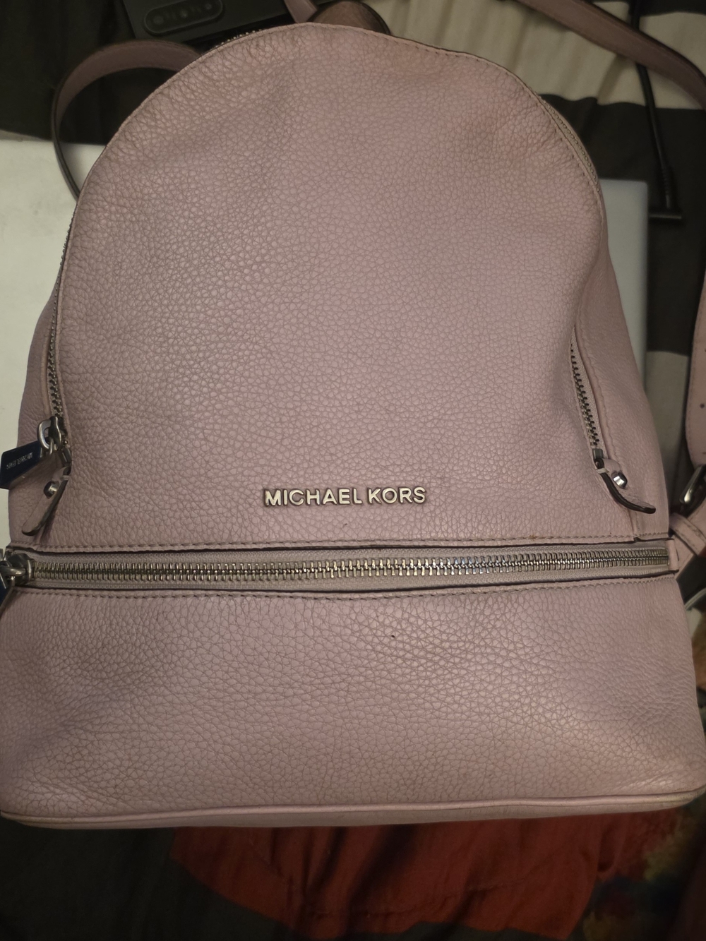 Michael Kors Pale Pink Pebbled Leather Backpack with Gold Hardware